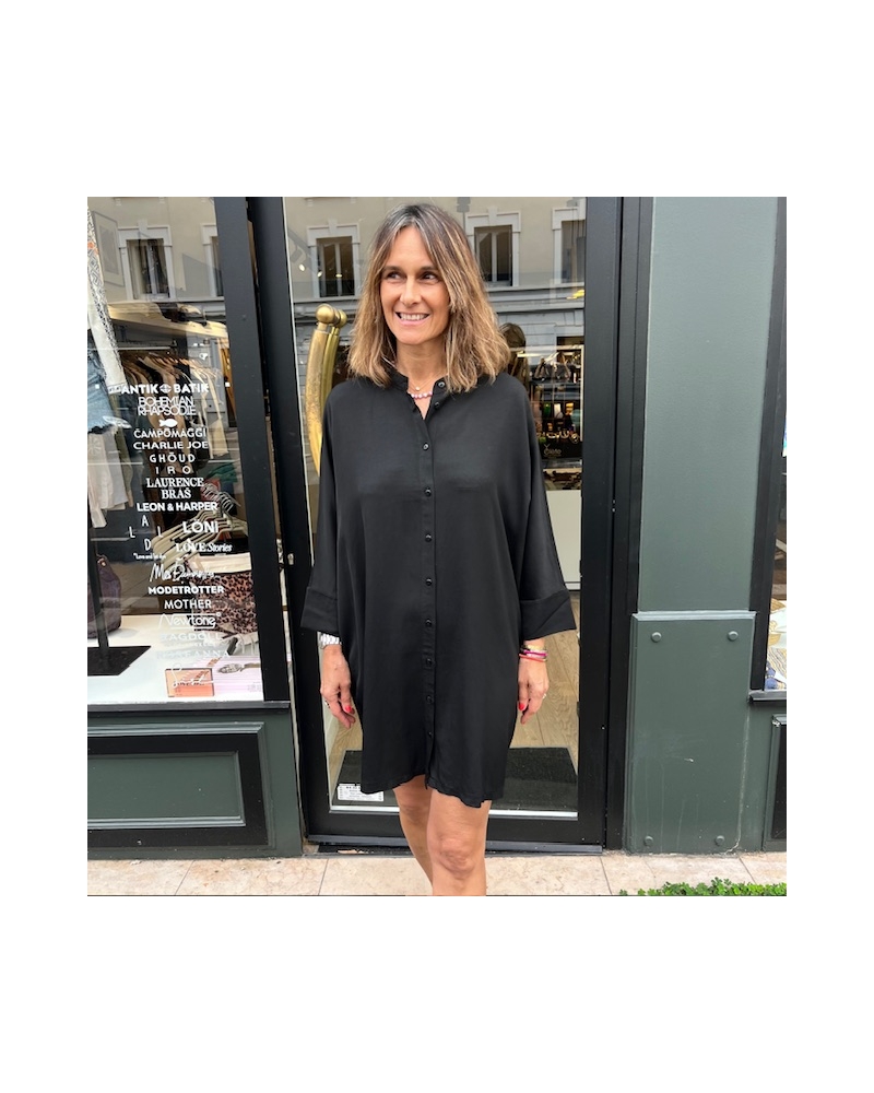 Robe Chemise Lin Viscose Nero DANIELE FIESOLI - 1