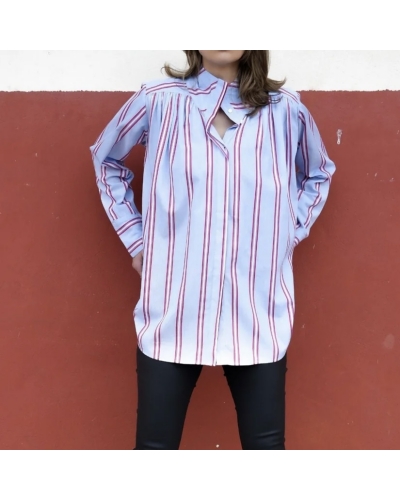 Blouse BRUNE Bleue et Rouge Gratitude - 2