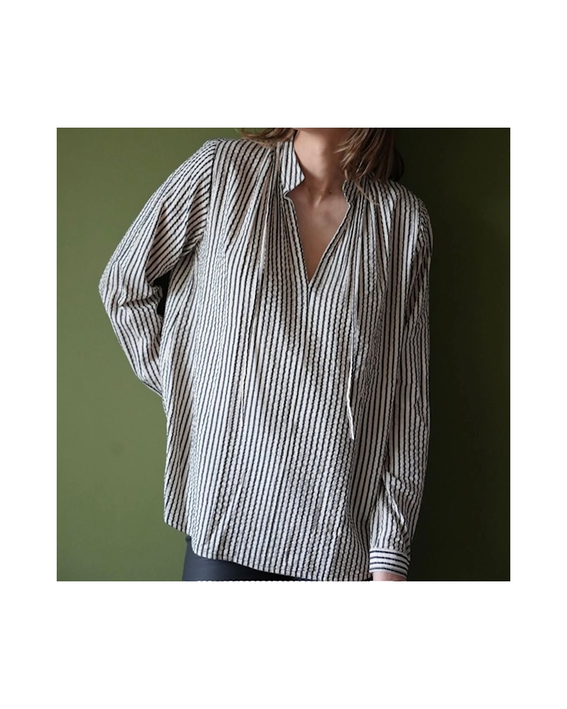 Blouse COSTA Rayures Grises Gratitude - 1