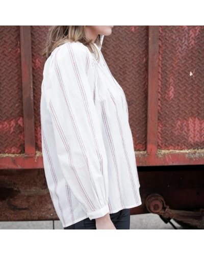Blouse CELESTE Blanche Rouge Acier Gratitude - 2