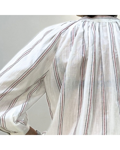 Blouse CELESTE Blanche Rouge Acier Gratitude - 3